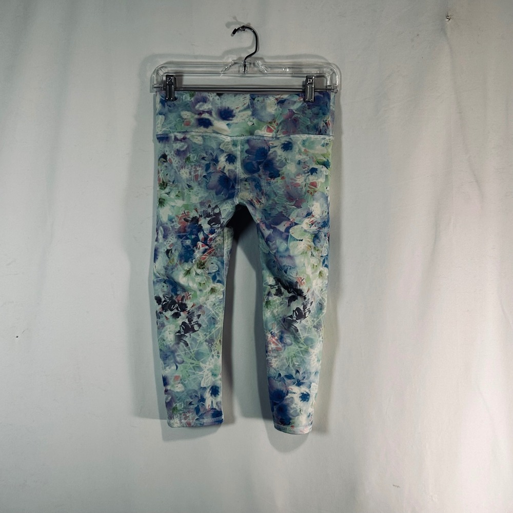 Alo Yoga Womens Floral Watercolor Print Cropped Leggings Blue Green Small - Picture 5 of 7